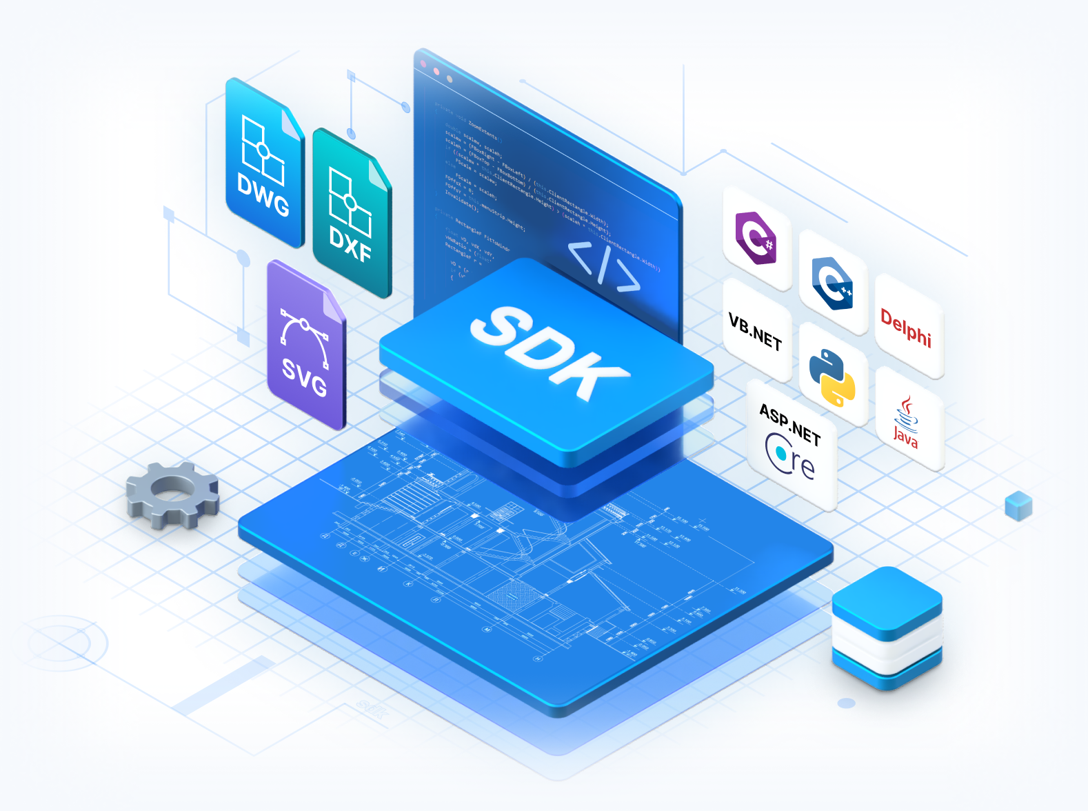 DWG、DXF、その他のCADファイルを表示・エクスポートするためのCAD SDK